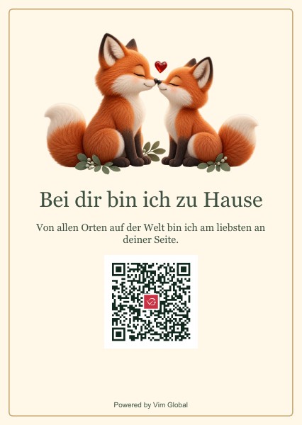 Beispiel einer Druckkarte mit Füchsen und QR-Code