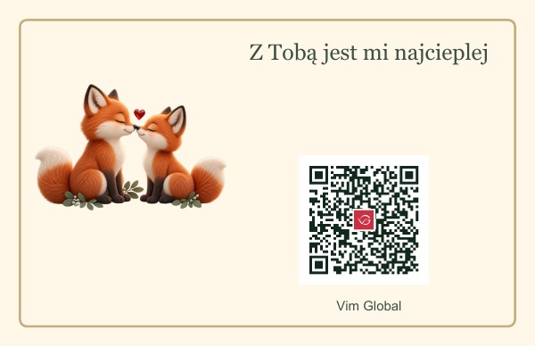 Mała kartka z lisami i kodem QR do wiadomości